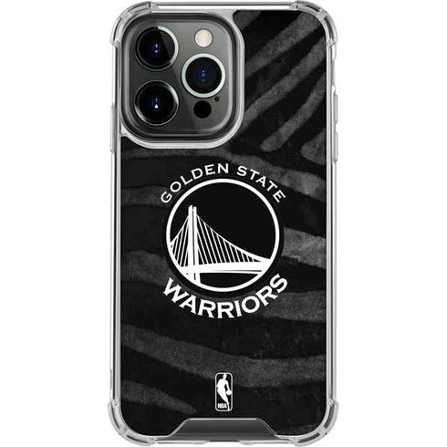 NBA Golden State Warriors Black Animal Print iPhone 15 Pro Clear Case